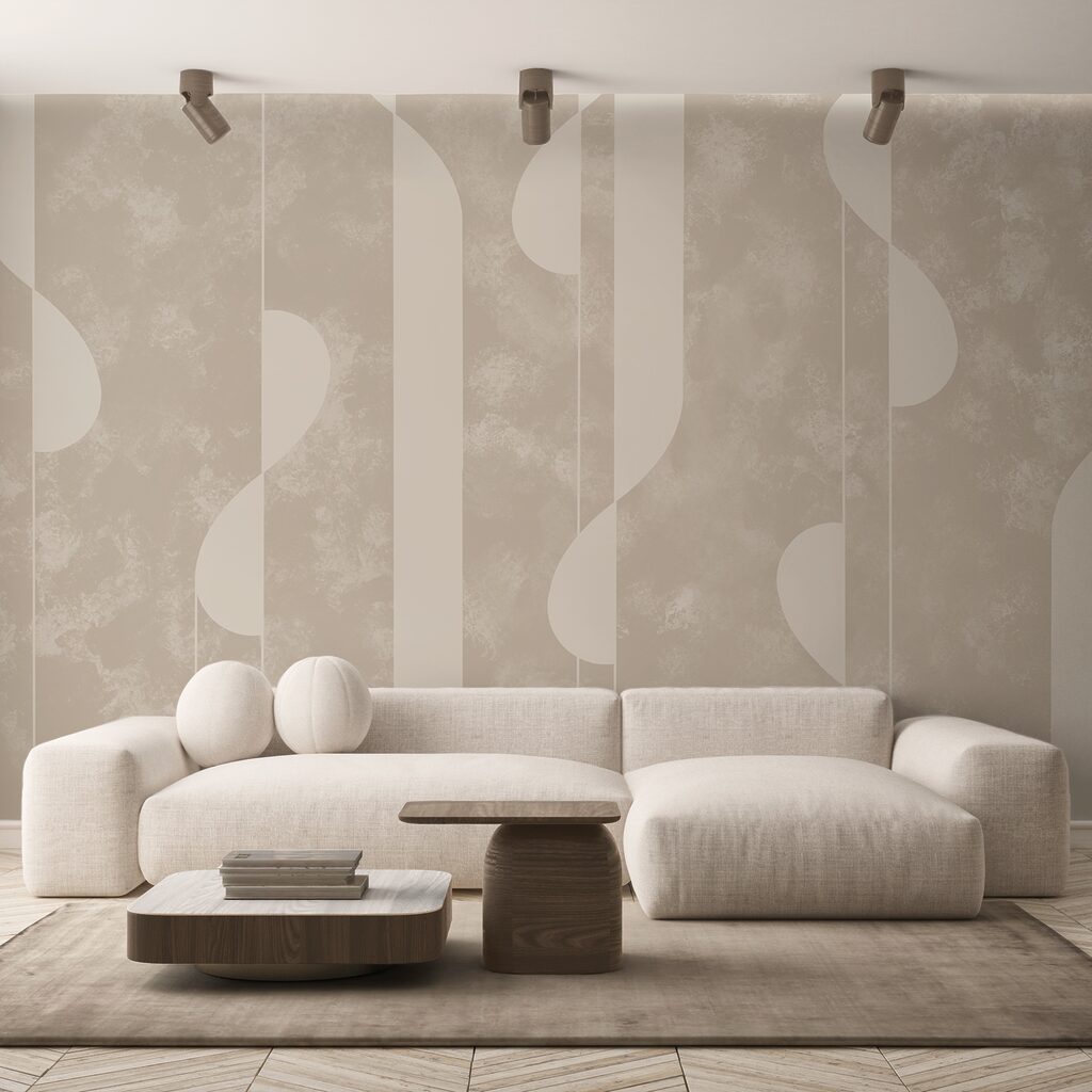 Formas abstratas em tons suaves de bege