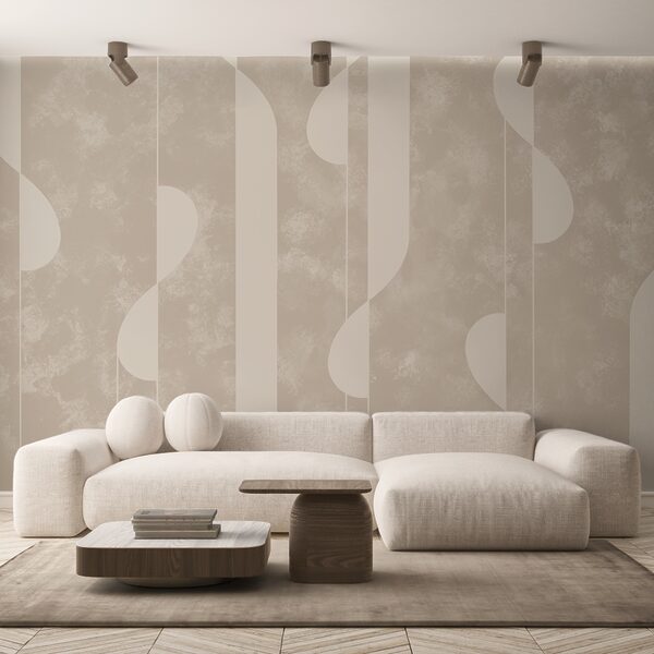Formas abstratas em tons suaves de bege