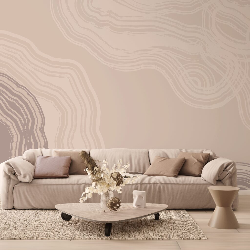 Linhas fluidas em tons suaves de terra