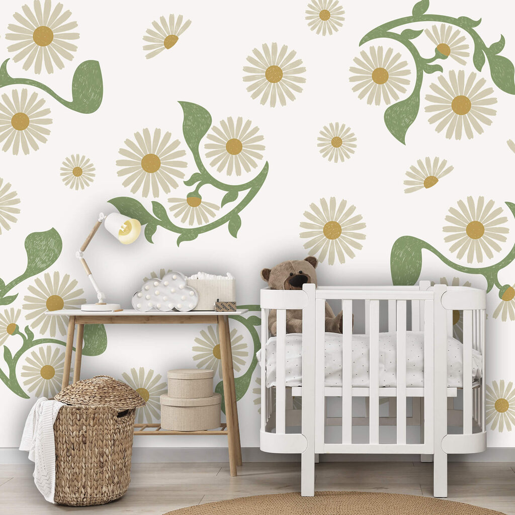 Padrão floral branco e verde