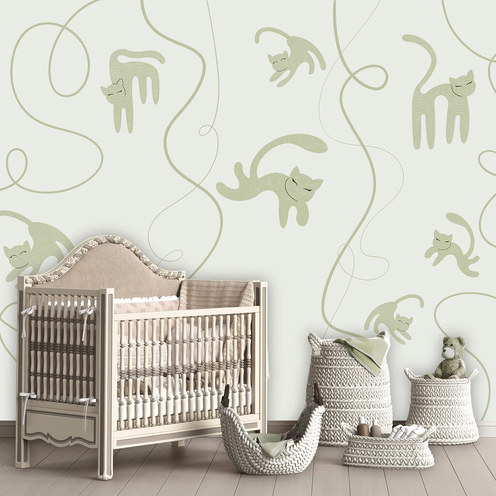 Padrão de gatos e videiras