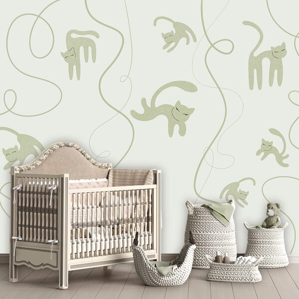 Padrão de gatos e videiras