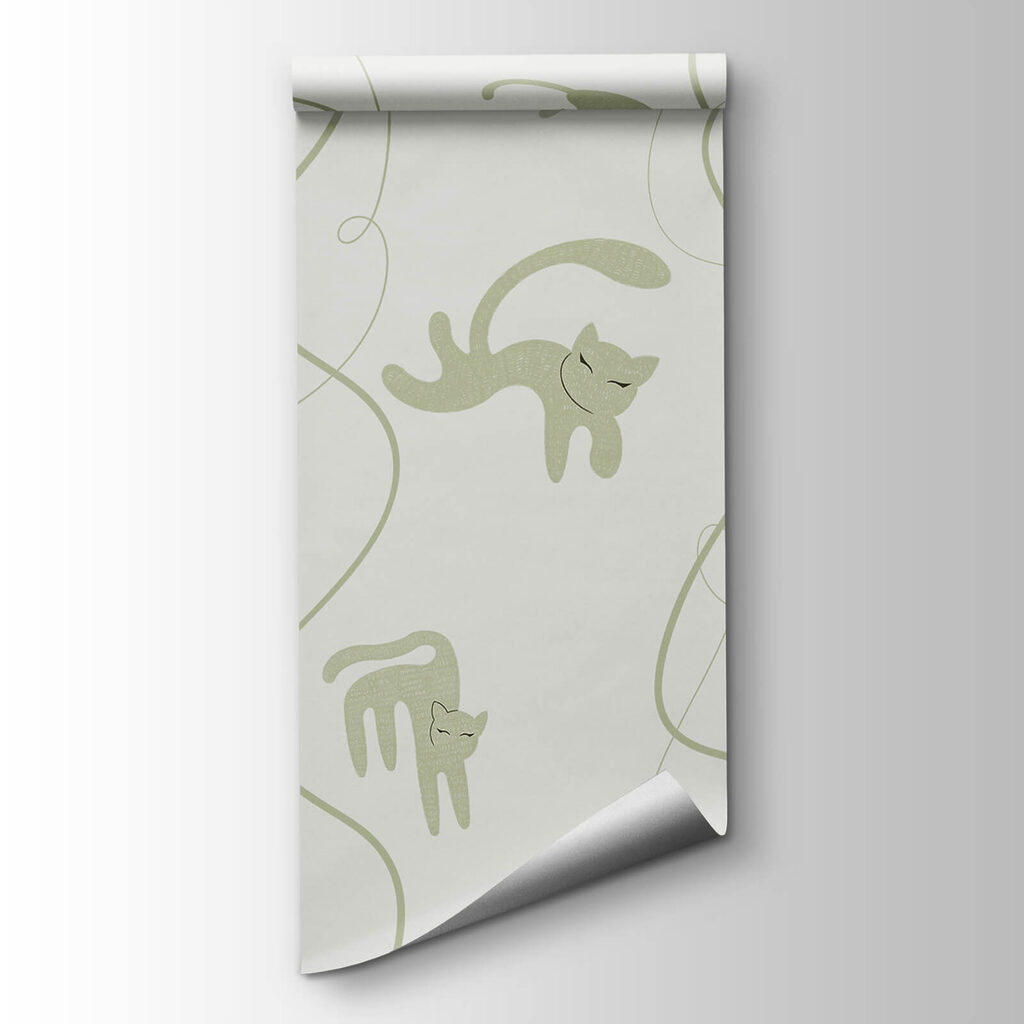 Pattern of cats and vines