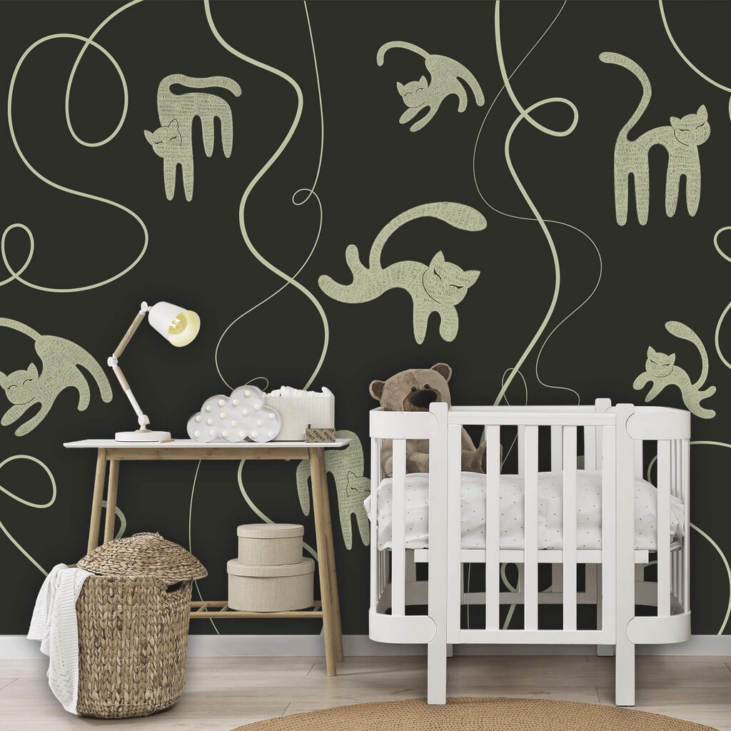 Padrão de gatos e videiras