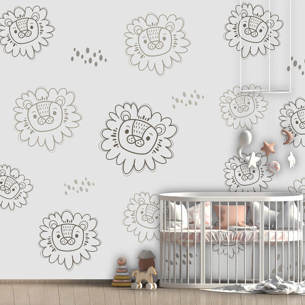 Padrão de leões desenhados sobre um fundo branco