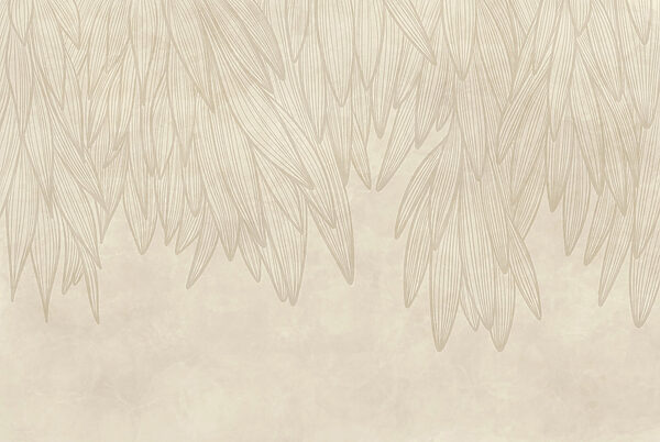 White and tan background with leaves