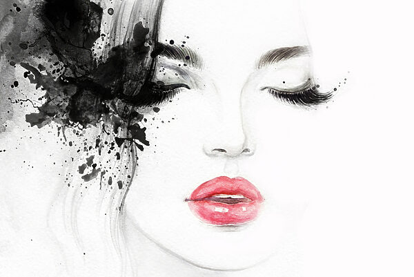 Woman with black and white paint