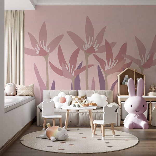 Conjunto de flores com caules roxos