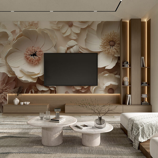 Conjunto de flores brancas e cor-de-rosa