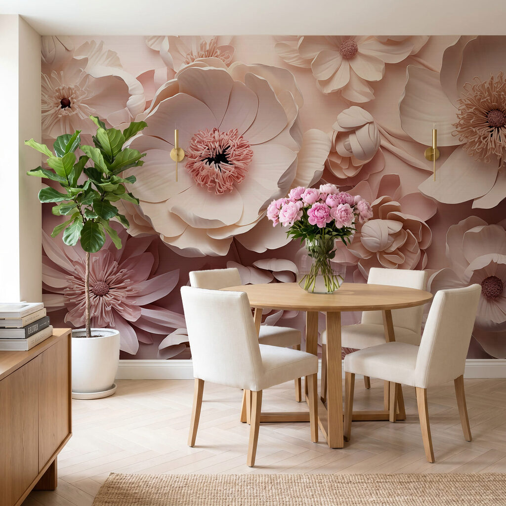 Conjunto de flores brancas e cor-de-rosa