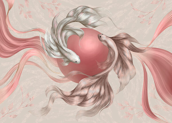 Couple of fish with a pink circle