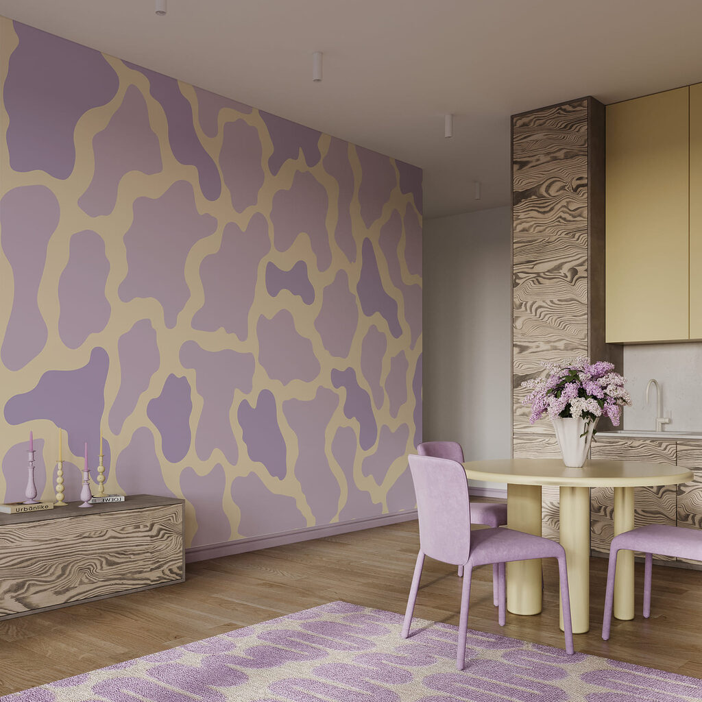 Padrão de vaca roxo e amarelo