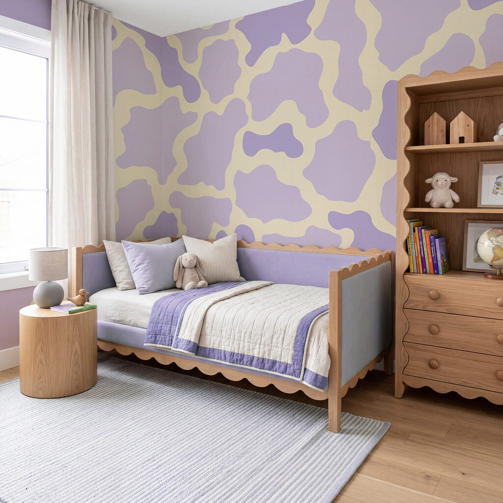 Padrão de vaca roxo e amarelo