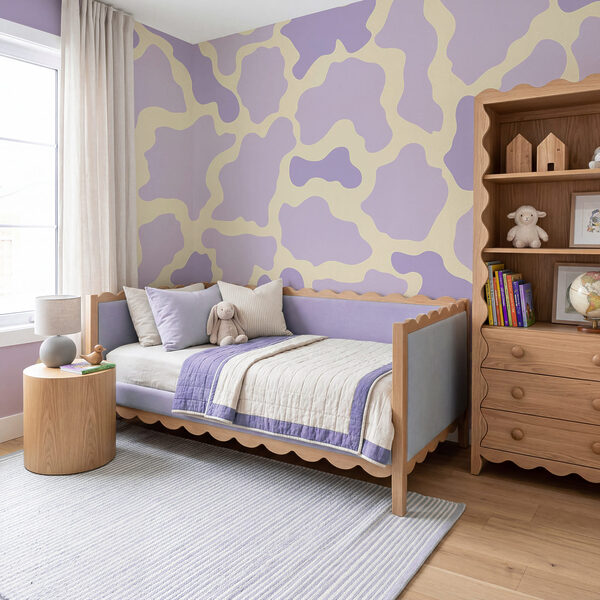 Padrão de vaca roxo e amarelo