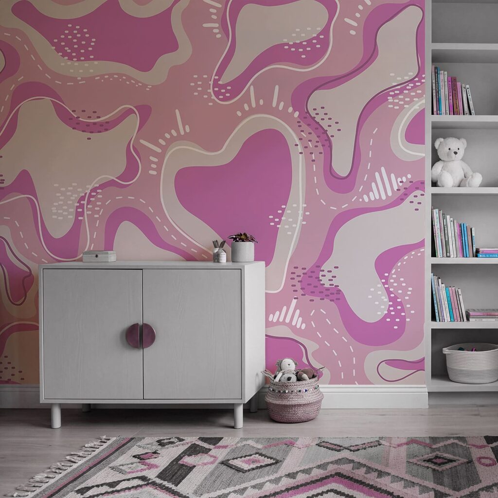 Formas cor-de-rosa e brancas