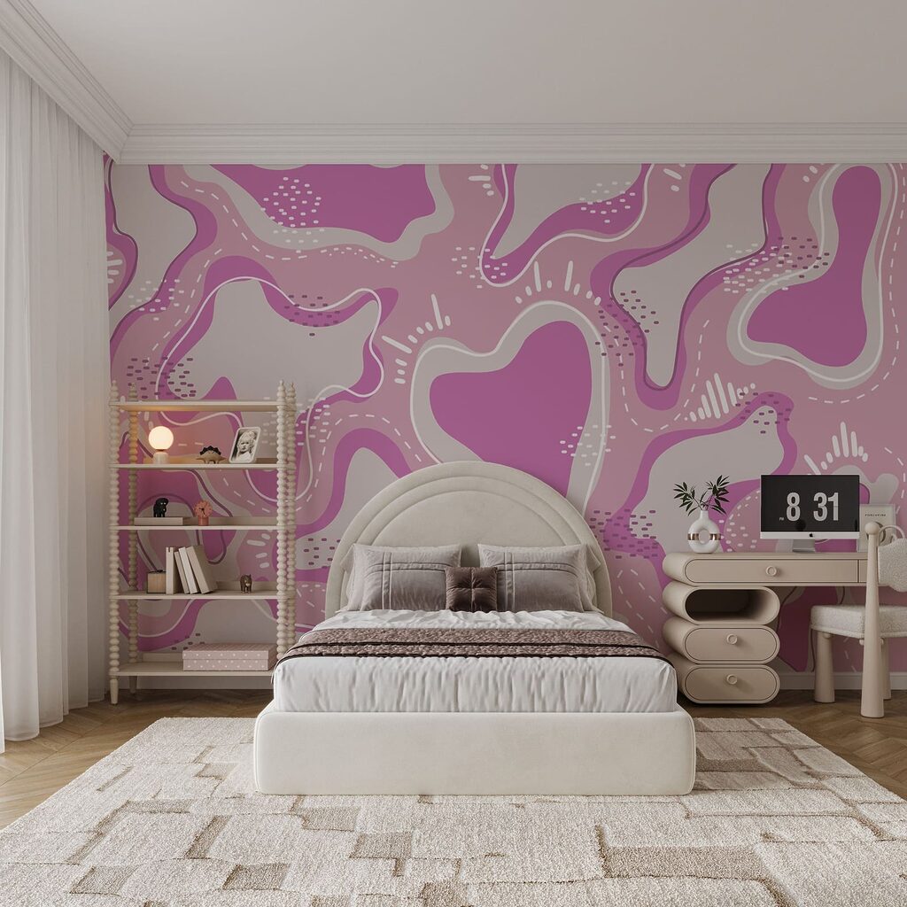 Formas cor-de-rosa e brancas