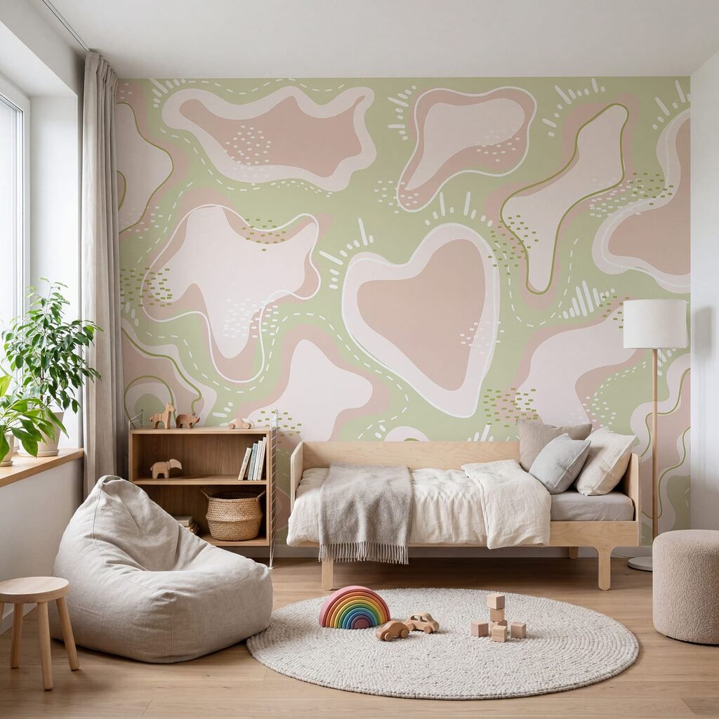 Formas cor-de-rosa e brancas