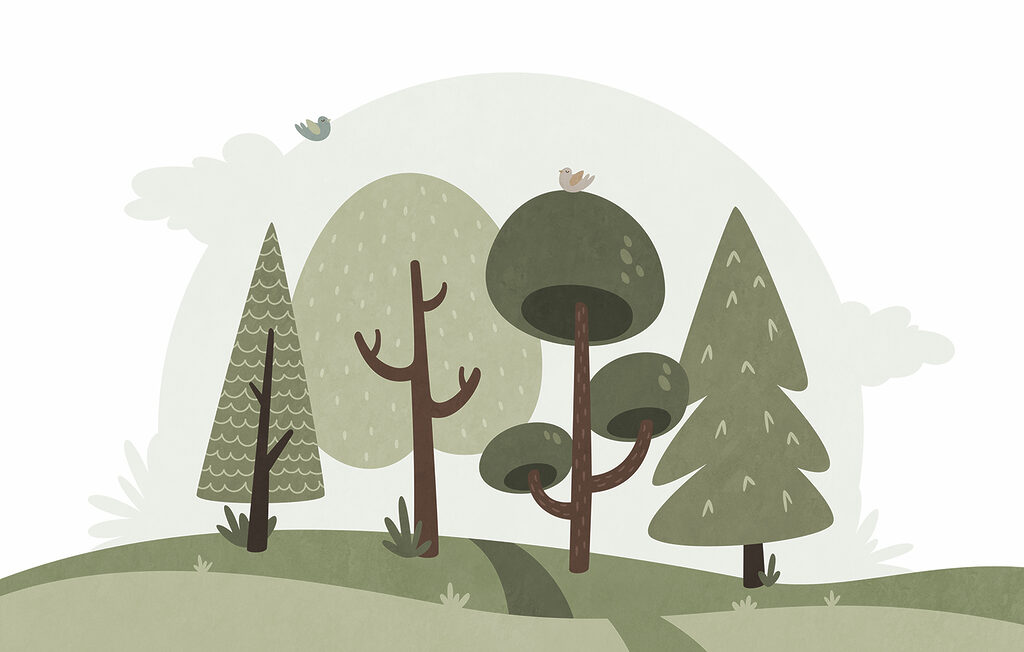 Cartoon of trees and grass Cartoon of trees and grass
