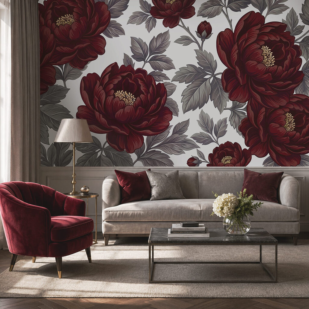 - Elegante padrão floral em cores intensas - Elegante padrão floral em cores intensas