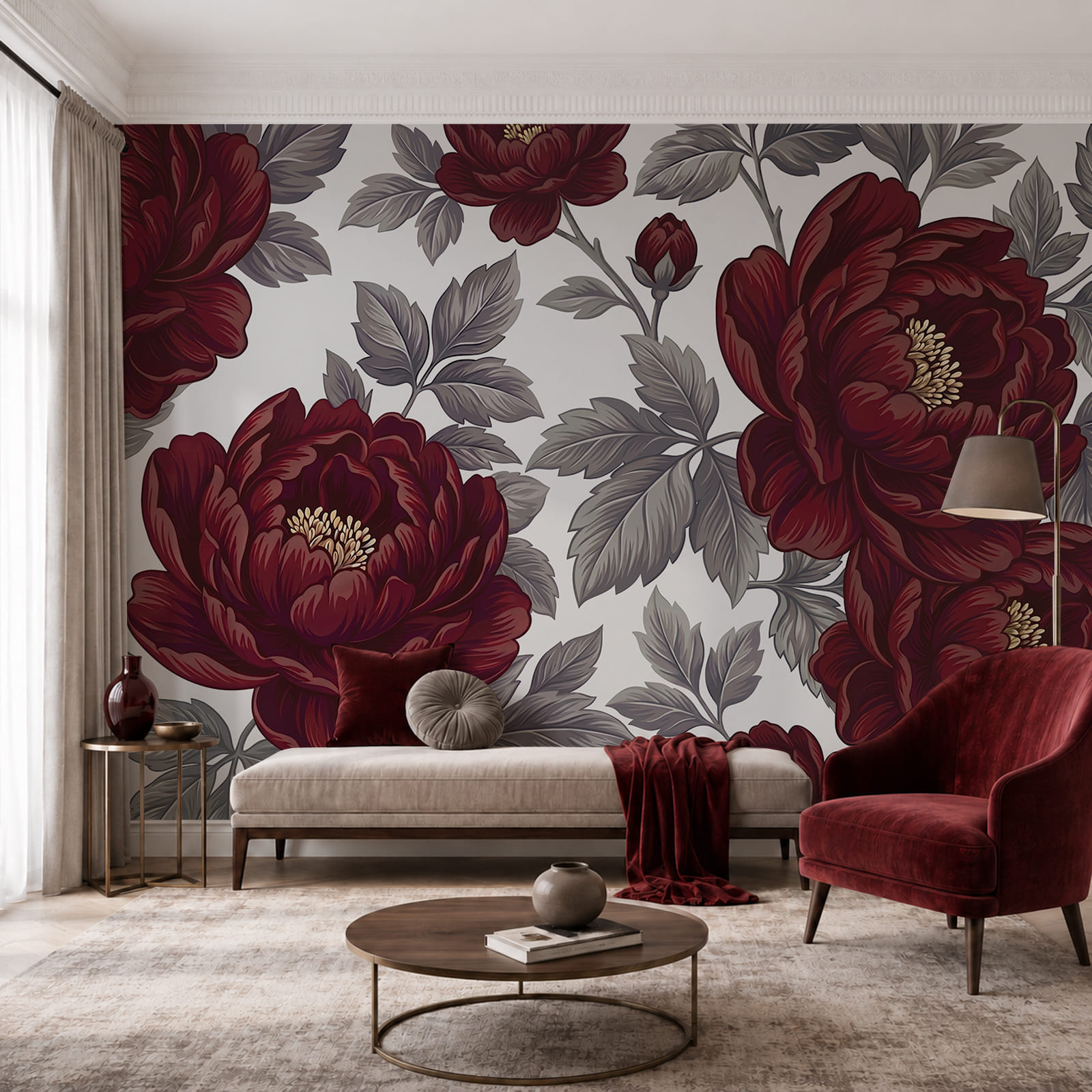 - Elegante padrão floral em cores intensas - Elegante padrão floral em cores intensas