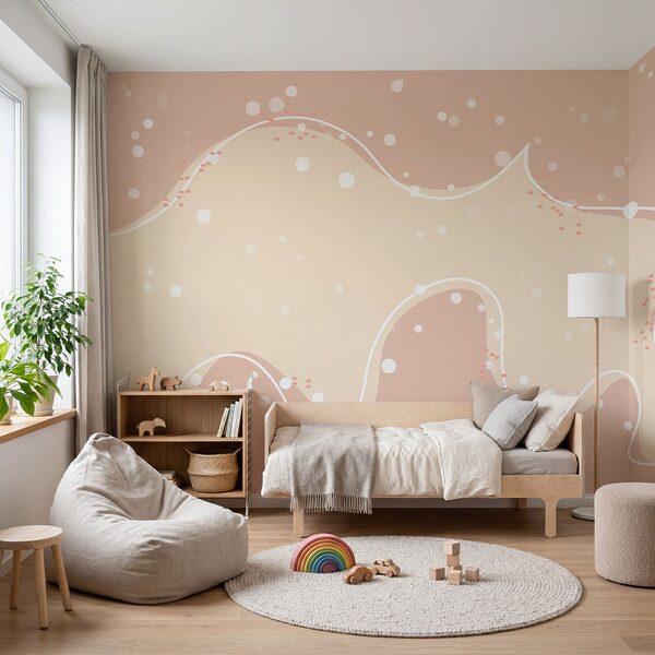 Fundo branco e rosa com pontos