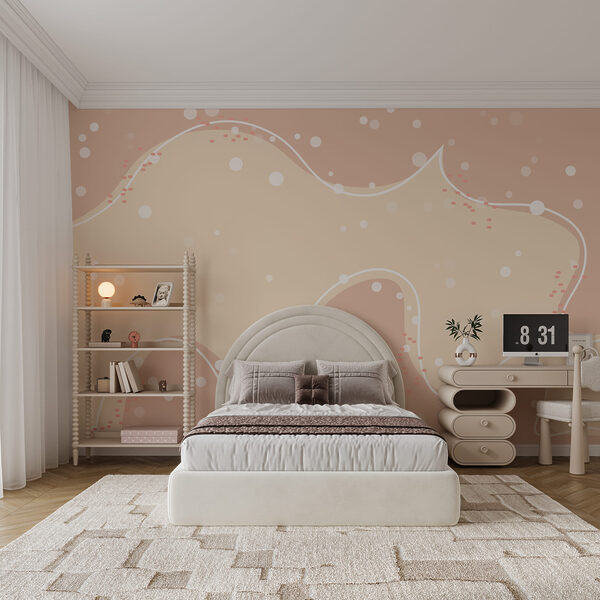 Fundo branco e rosa com pontos