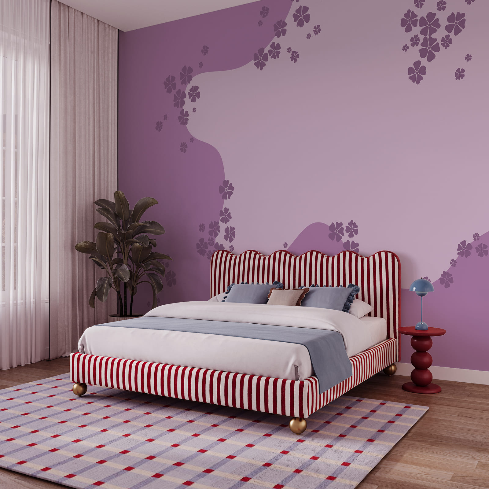 Fundo roxo e branco com flores