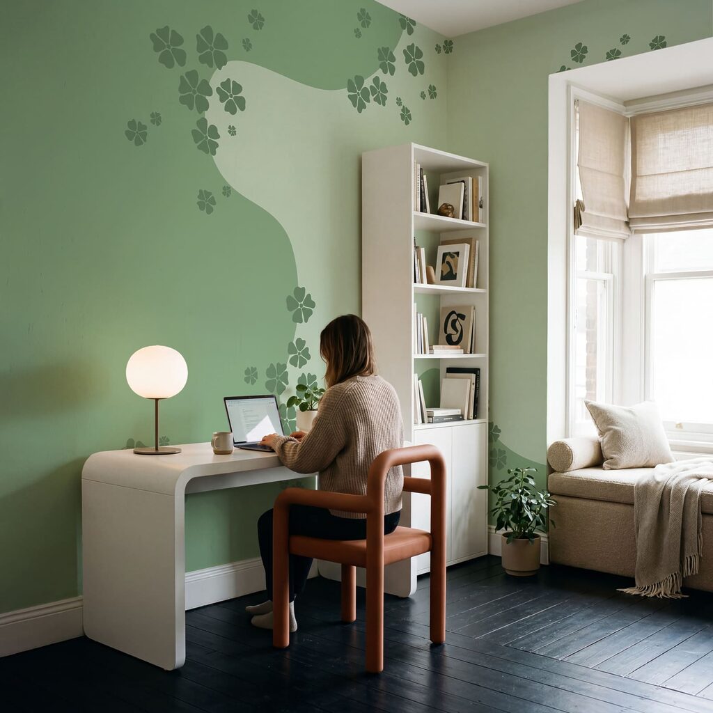 Fundo verde com flores Fundo verde com flores