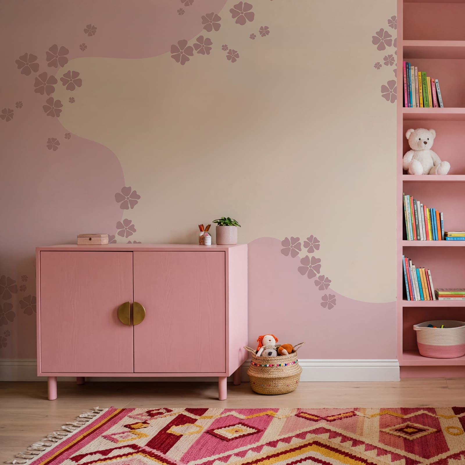 Fundo rosa e branco com flores Fundo rosa e branco com flores