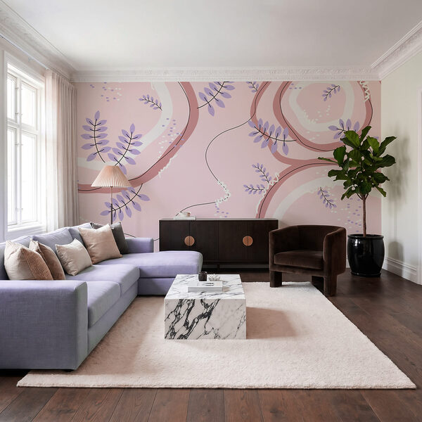 Padrão rosa e roxo com folhas Padrão rosa e roxo com folhas