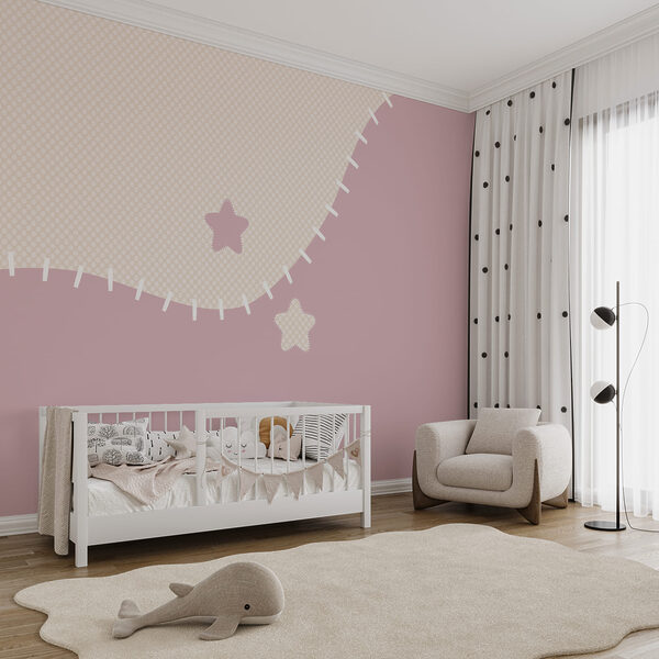 Tecido rosa e branco com estrelas Tecido rosa e branco com estrelas