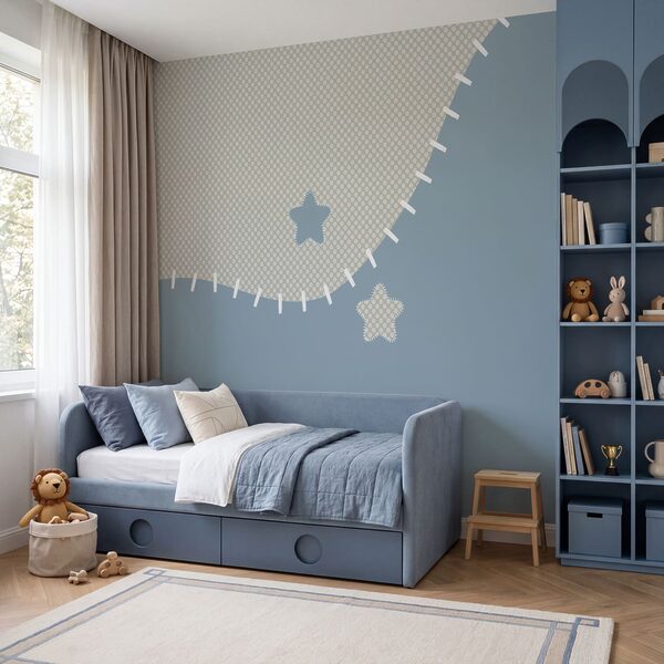 Tecido azul e branco com estrelas Tecido azul e branco com estrelas