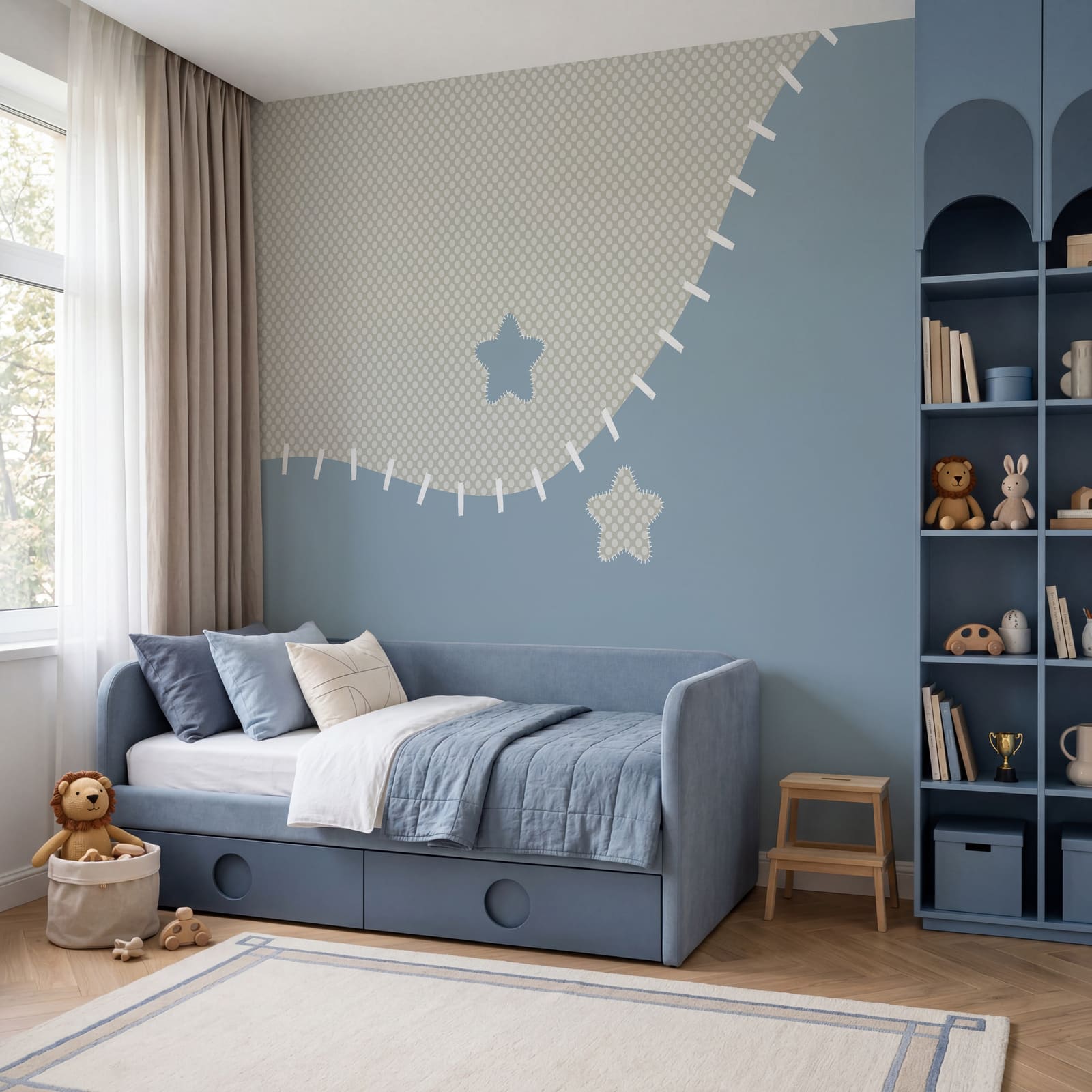 Tecido azul e branco com estrelas Tecido azul e branco com estrelas