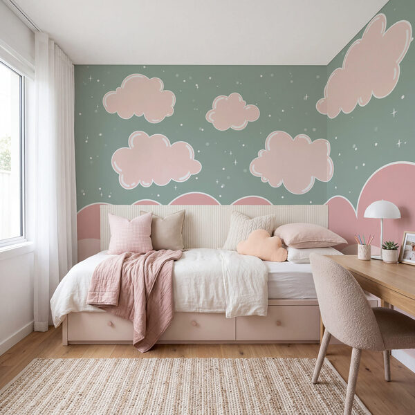 Nuvens cor-de-rosa no céu