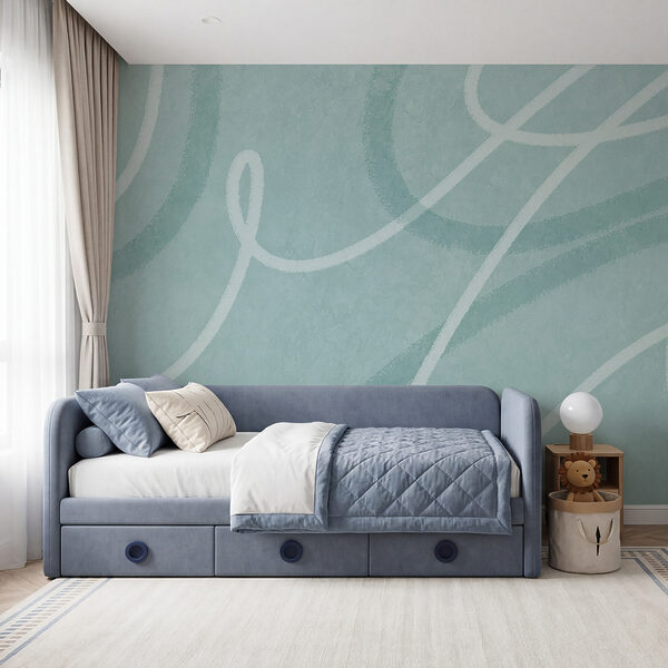 Linhas abstratas em tons suaves de azul