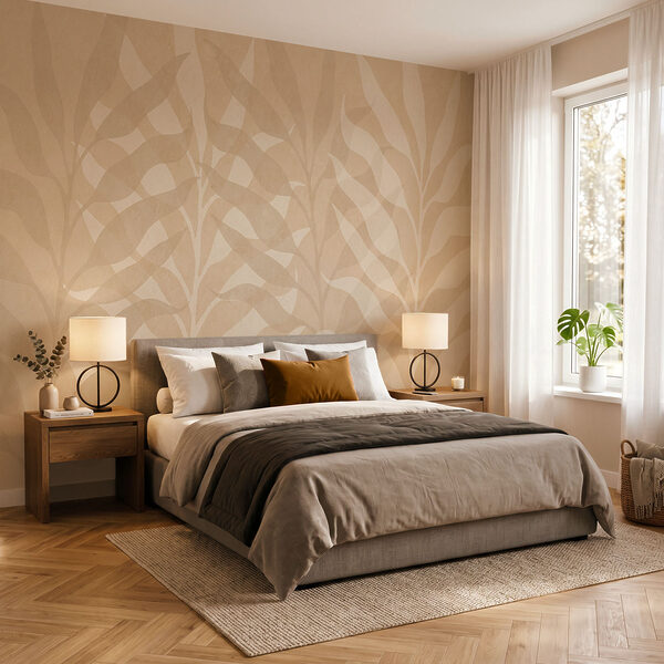 Papel de parede Padrão de folhas brancas e castanhas (REF: t00740v1) Papel de parede Papel de parede Padrão de folhas brancas e castanhas (REF: t00740v1)
