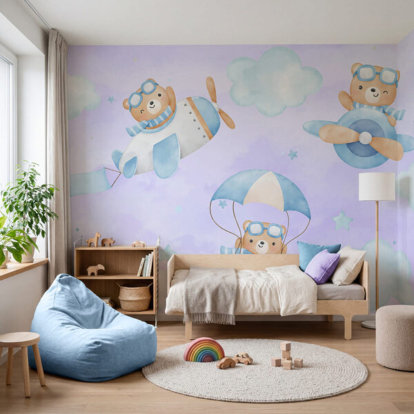 Grupo de ursinhos de peluche no céu Grupo de ursinhos de peluche no céu