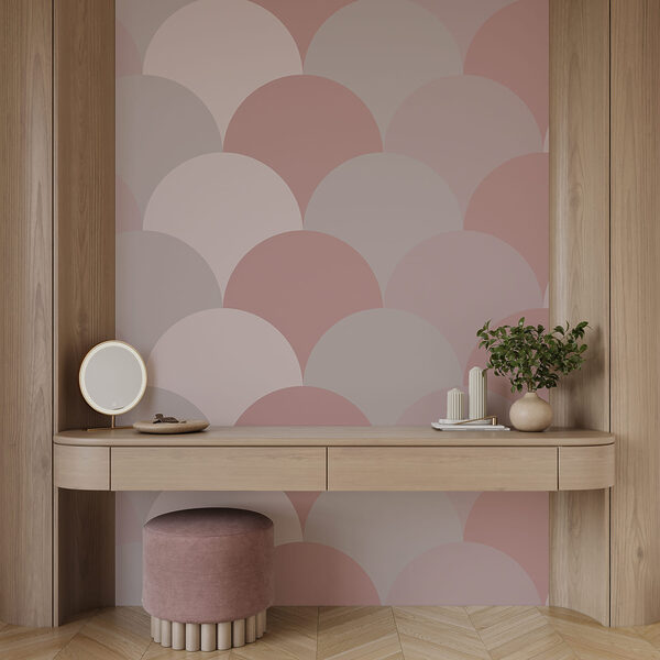 Papel de parede Padrão de círculos em rosa e cinzento (REF: w03722) Papel de parede Papel de parede Padrão de círculos em rosa e cinzento (REF: w03722)