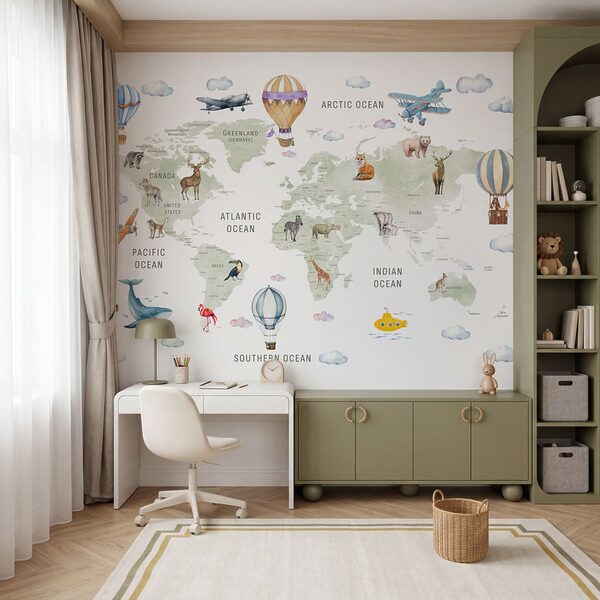 Mapa do mundo com animais e aves Mapa do mundo com animais e aves