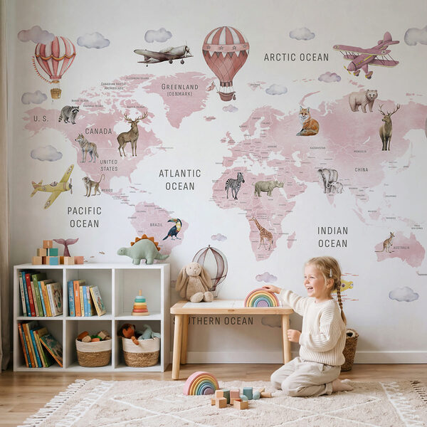 Mapa do mundo com animais e aves Mapa do mundo com animais e aves