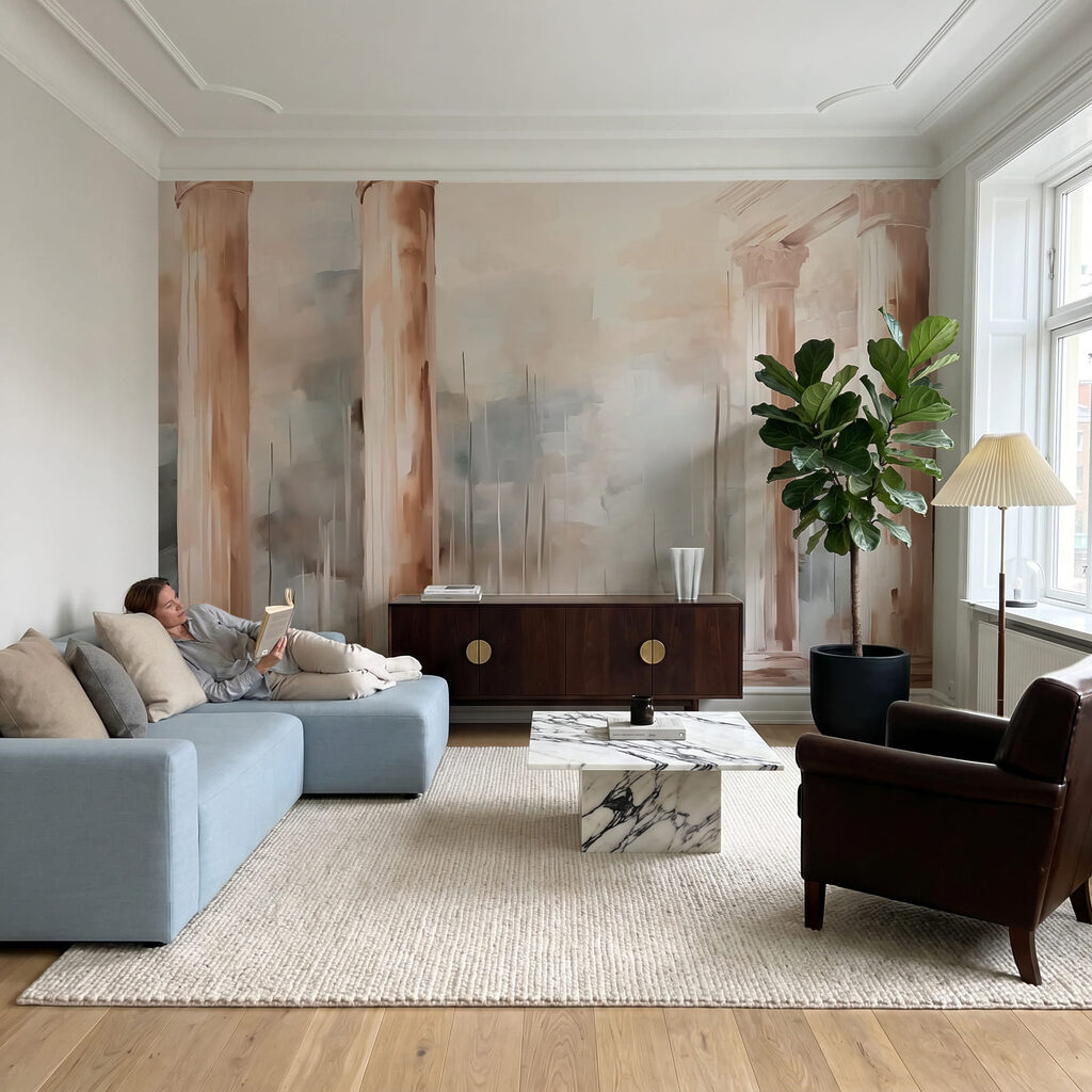 Pintura de um edifício com colunas Pintura de um edifício com colunas