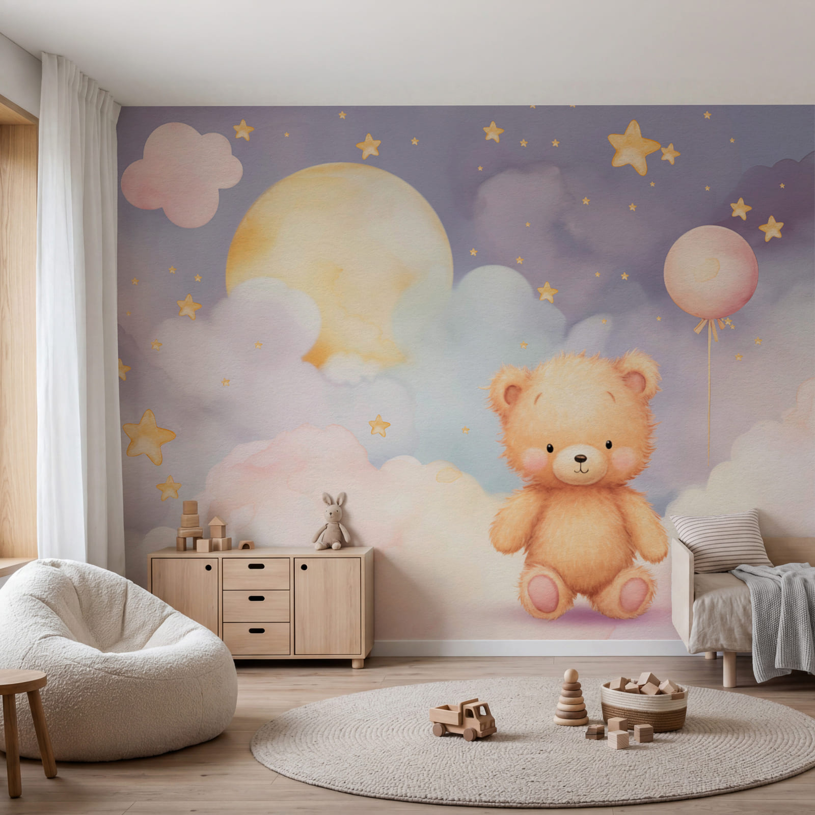 Urso de peluche sentado numa nuvem Urso de peluche sentado numa nuvem