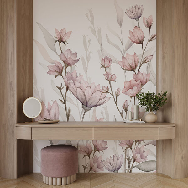 Pintura de flores e folhas