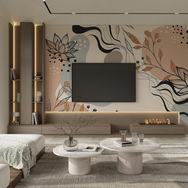 Desenho de flores e folhas