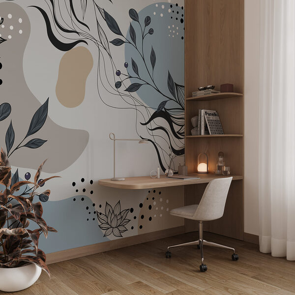 Desenho de flores e folhas