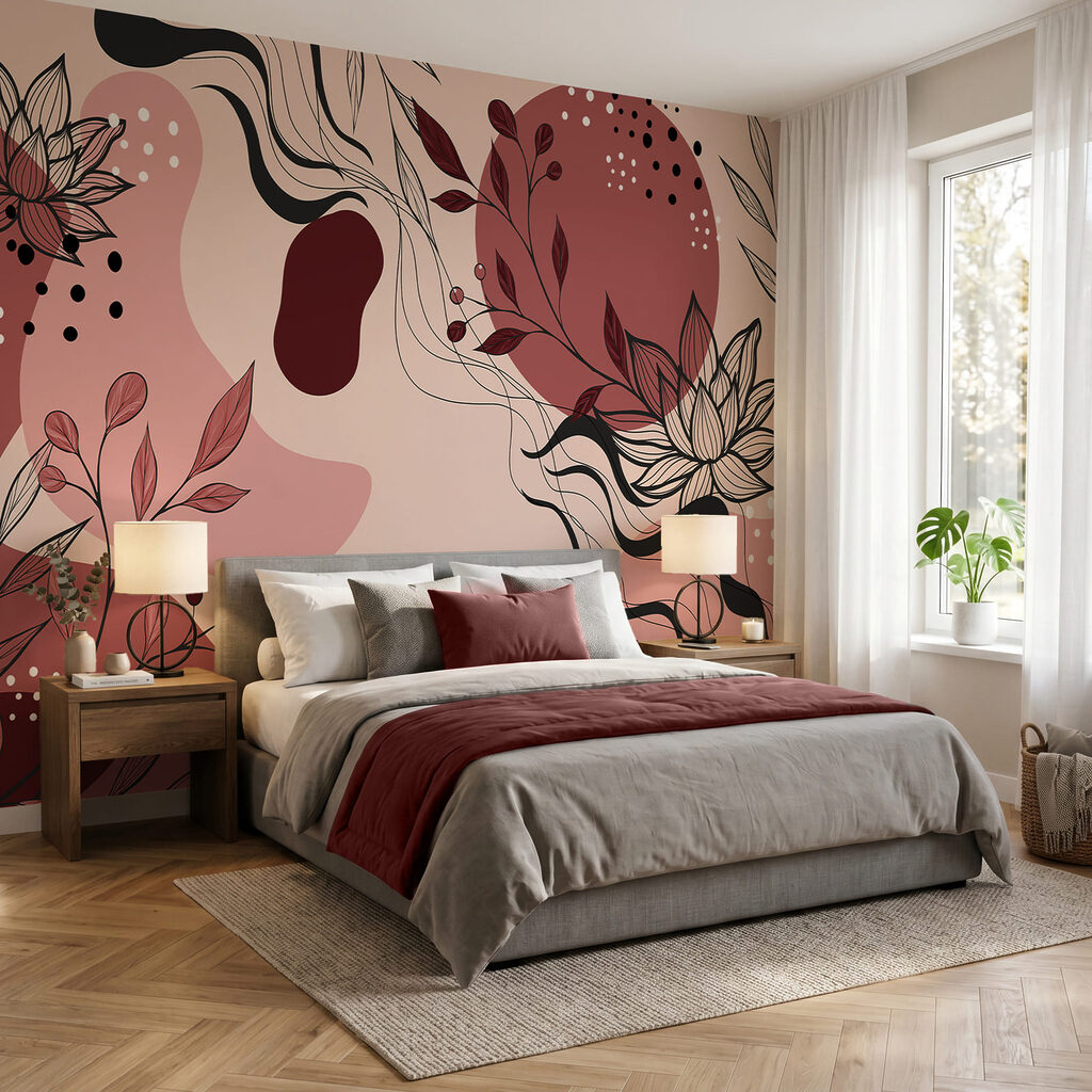 Desenho floral abstrato em tons suaves
