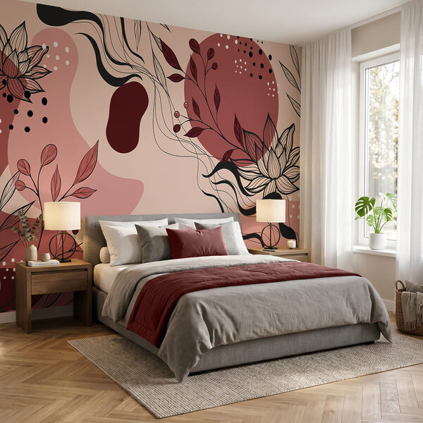 Desenho floral abstrato em tons suaves