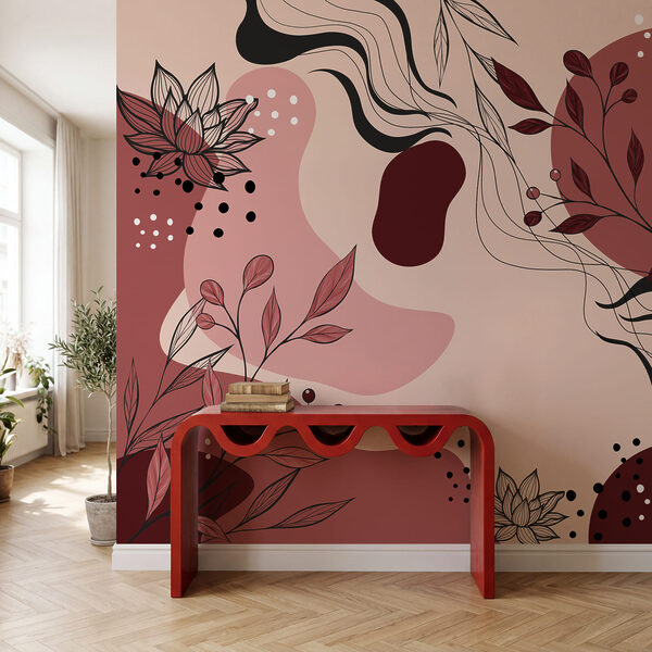 Desenho floral abstrato em tons suaves