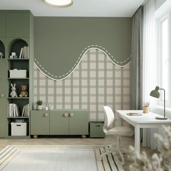 Papel de parede Papel de parede Padrão verde e branco (REF: t00756v2)
