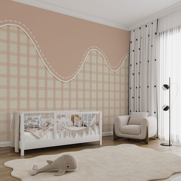 Papel de parede Papel de parede Grelha rosa e branca com uma linha branca (REF: t00756v3)